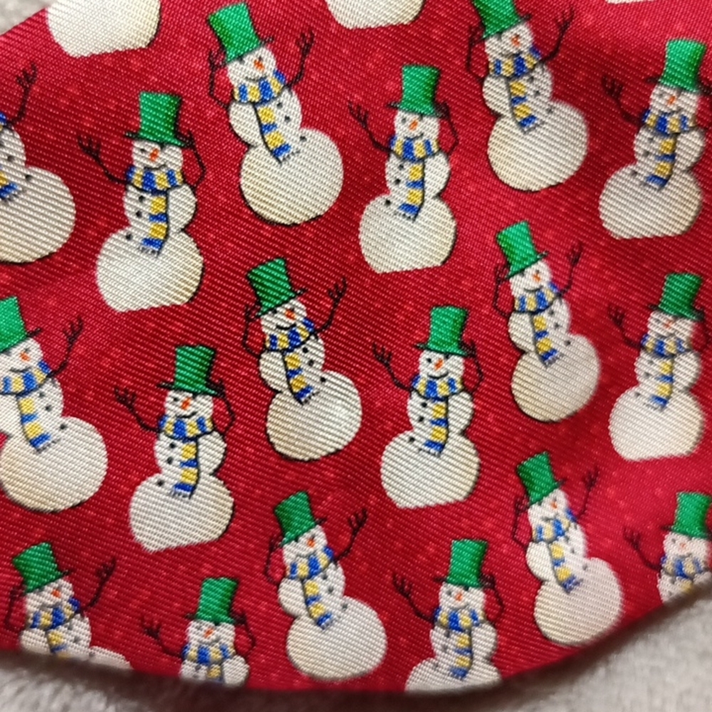 Novelty Christmas Snowman Silk Bow Tie